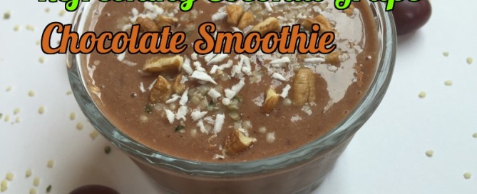 Refreshing coconut grape chocolate smoothie - great for breakfast and as a snack.